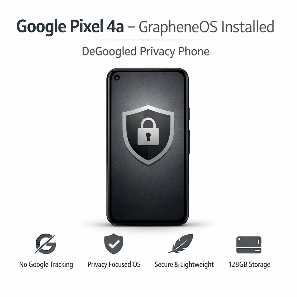 Google Pixel 4a 128GB – GrapheneOS Installed – DeGoogled Privacy Phone