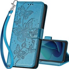 1. For Motorola Moto G 5G Wallet Case, Blue-Butterfly, Shockproof TPU Shell