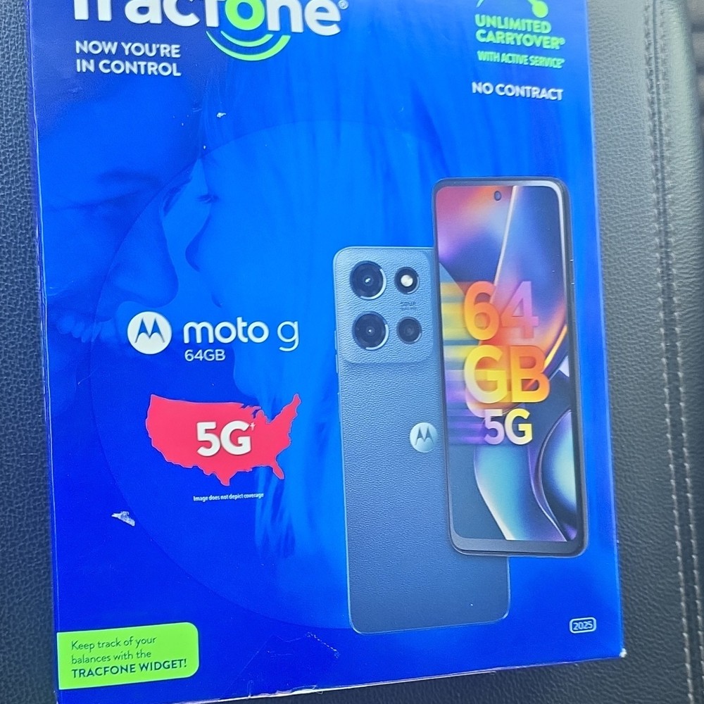 Motorola Moto G TracFone 5G Smartphone 64GB Blue 50MP Camera Wi-Fi Touchscreen