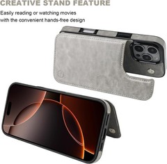 iPhone 16 Pro Max Wallet Case with Card Holder, PU Leather Kickstand RFID Blocki