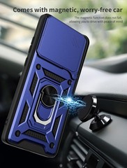 1. For Motorola Edge 2025 Case, Sliding Camera Cover, Multi Angle Stand, Blue