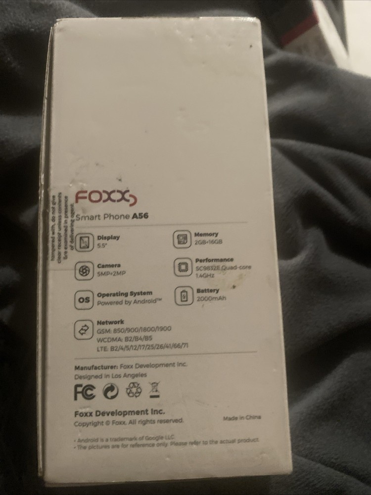 Foxx A56 Smartphone 5.5″ Display, 2GB RAM, 16GB Storage, 1.4GHz, GSM, Unlocked