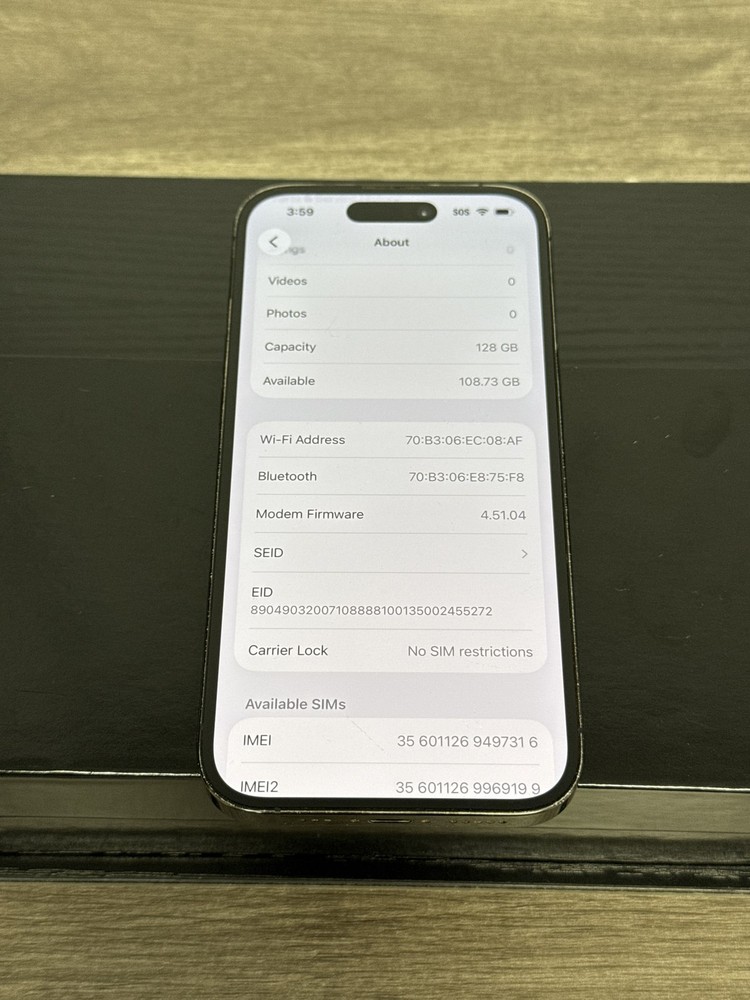 Apple iPhone 14 Pro 128GB Black Unlocked Worldwide Fully Working (Back Cracked)