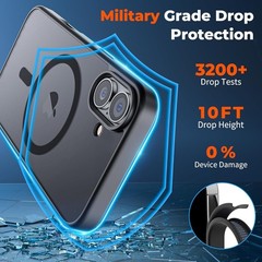 Magnetic for iPhone 16 Plus Case, Military Grade Drop Protection, Black Cover