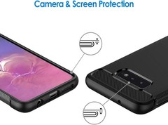 1. For Samsung Galaxy S10e Slim Fit Case, Shock-Absorption Carbon Fiber Design