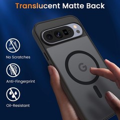Slim Black Magnetic Matte Case for Google Pixel 10 Pro XL 6.8-Inch, Translucent