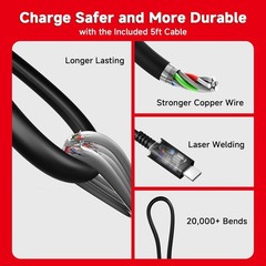 Charger for Nintendo Switch, 45W AC Adapter Fast Charging with 5ft Detachable US