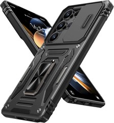 Armor Phone Case Compatible for Samsung Galaxy S25 Ultra with Camera Cover Black