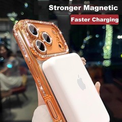Glitter Diamond Magnetic Case for iPhone 17 Pro Max Clear Support Wireless Charg