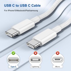 2 Pack Type-C Fast Charger for iPhone 15/17 3ft Nylon Braided Cable