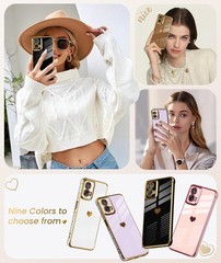 Motorola Moto-G-5G-2024 Case with 2X Screen Protector, Cute Girly Love-Heart Cov