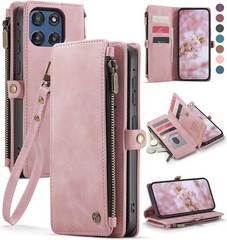 for Moto G Stylus 5G (2025 & 2026) Case, RFID Blocking Leather Flip Wallet Rose