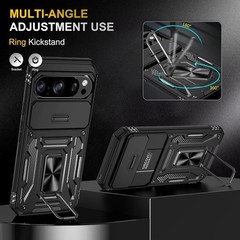 2 Pack Google Pixel 10/10 Pro Case with Slide Camera Cover and Screen Protector