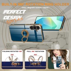 Navy Blue 5G Phone Case with Screen Protector, Kickstand, Lanyard & Rose Gold Ed