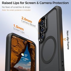 Matte Black Case for Samsung Galaxy S23 Plus, Anti-Slip Edge, Metal Lens Cover