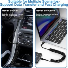 USB to USB-C Fast Charger for iPhone 17/16, 3FT Retractable Cable