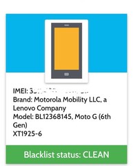 Moto G 6th Gen. XT19-25
