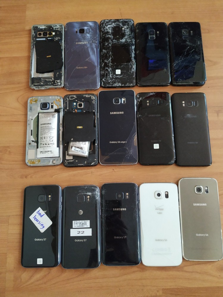 Lot of 15 Mixed model Samsung Galaxy S9+/S9/ S8+/ S8 / S7 / S6edge/S6 for parts