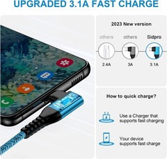 6ft USB-C Fast Charging Cable 2-Pack for Samsung Galaxy S26 Ultra, Pixel 10