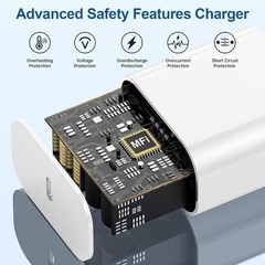 20W Fast Charger Adapter with 10ft USB-C Cable for iPhone 16 Pro/17 Pro Max
