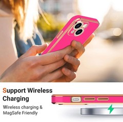 iPhone 14 Plus Case for Women Girl Cute Love Heart Luxury Plating Soft Bling