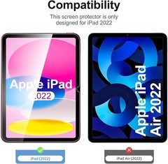 iPad 10.9 in 10Gen Screen Protector Tempered Glass Bubble Free 2Pac Anti Scratch