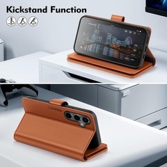 RFID Blocking PU Leather Flip Wallet Case for Samsung Galaxy S23 FE with Card Sl