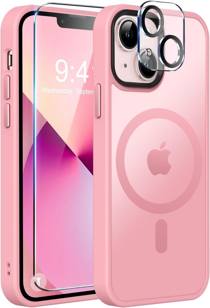 Slim Shockproof Translucent Matte Back Case for iPhone 13 6.1″ with Strong Magne