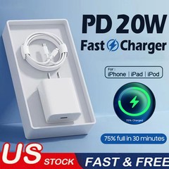 20W PD Wall Fast Power Charger Adapter USB-C +3FT Cable For iPhone 14 13 12 11 X
