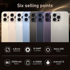 Unlocked Cell Phone G15 Pro Max 128GB+4GB Dual Sim Android Smartphone 5000mAh