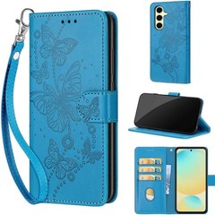 1. For Samsung Galaxy S24 FE Wallet Case, Blue Butterfly, Flip Folio Cover 2.