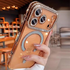 Glitter Diamond Magnetic Case for iPhone 17 Pro Clear Support Wireless Charging