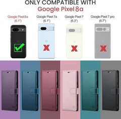 1. For Google Pixel 8a Wallet Case, Black, Card Holder, RFID Blocking, Shockproo
