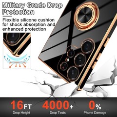 Soft TPU Case & Ring Stand for Samsung Galaxy S23 Ultra with Magnetic Car Mount