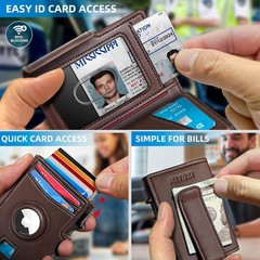Airtag Wallet for Men, Smart Slim Pop Up Credit Card Holder with RFID Blocking