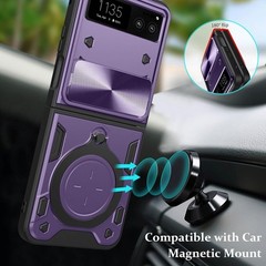 Motorola razr 2023 Case (6.9 Inches), Slim Phone Cover with Metal Ring Holder, P