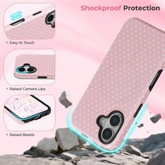 Magnetic Case for iPhone 16, Cute Polka Dot Phone Case for Girl Women, Pink