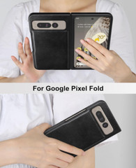 Google Pixel Fold 2023 PU Leather + Hard Case Ultra Thin Slim Shockproof Black