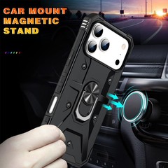 1. For iPhone 17 Pro Max Case, Kickstand, Heavy-Duty Magnet Car Mount, Black