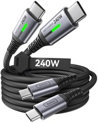 240W Fast Charging Type-C Charger for iPhone 17, Samsung S25, 6.6ft