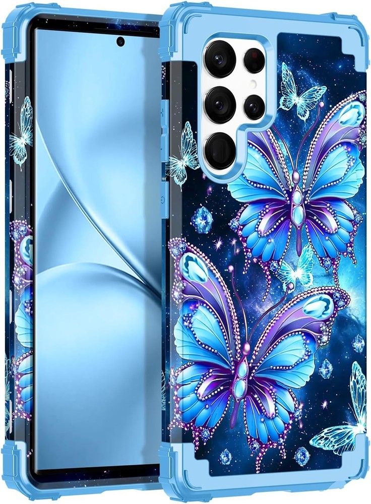Galaxy S23 Ultra Case Glow in the Dark Three Layer Heavy Duty Shockproof Hard PC