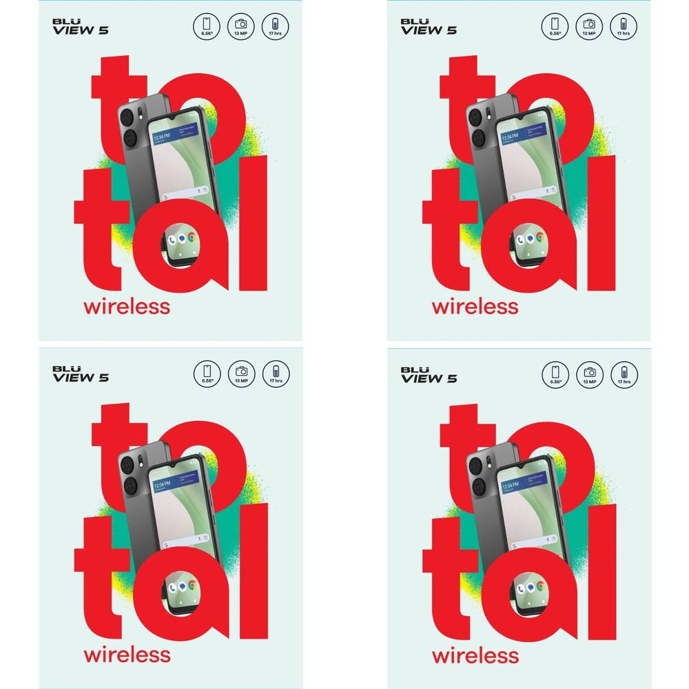 Total Wireless BLU View 5 (4pk) Unlocked Wi-Fi Only, 6.56″ HD+, 64GB