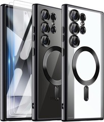 Luxury Slim Metallic Glossy Titanium Case for Samsung Galaxy S24 Ultra, Black