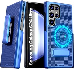 Designed for Samsung Galaxy S24 Ultra Case with Belt Clip Holster – Navy Blue