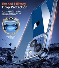 5 in 1 for iPhone 14 Case Crystal Clear with 2X Screen Protector + 2X Camera Len