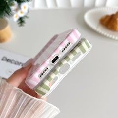 Cute Striped Soft TPU Slim Shockproof Phone Cover for iPhone 17 Pro, Pink, Women