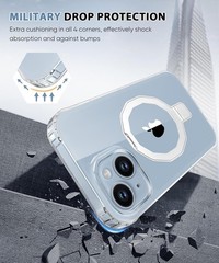 iPhone 14 Case, Built-in Screen Protector & Seamless Stand, Clear Full Body Cove