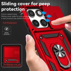 Red Case for Motorola Moto Edge 2025 with HD Screen Protector & Slide Camera Cov