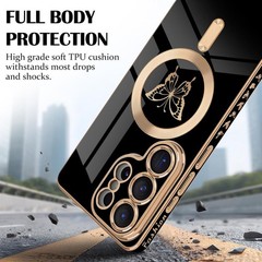 Samsung Galaxy S26 Ultra 5G Magnetic Case, Cute Butterfly Luxury Plating Edge Ca