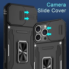 Case for iPhone 16 Pro Max with Slide Camera Cover and Screen Protector, Black